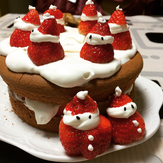 圣诞草莓雪人裸蛋糕～超简单懒人版
