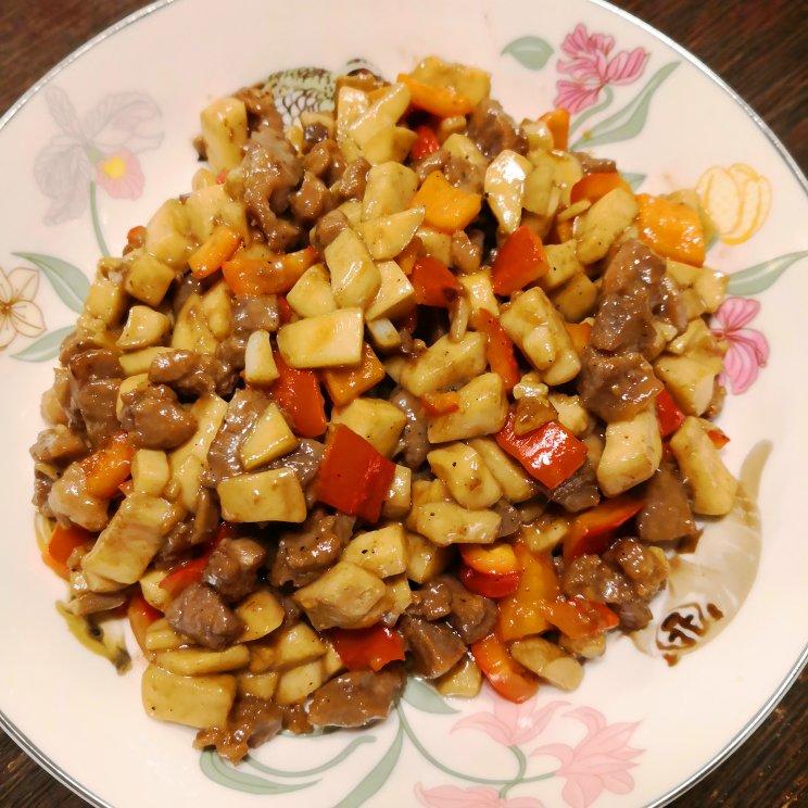 家常菜~杏鲍菇烧牛肉粒
