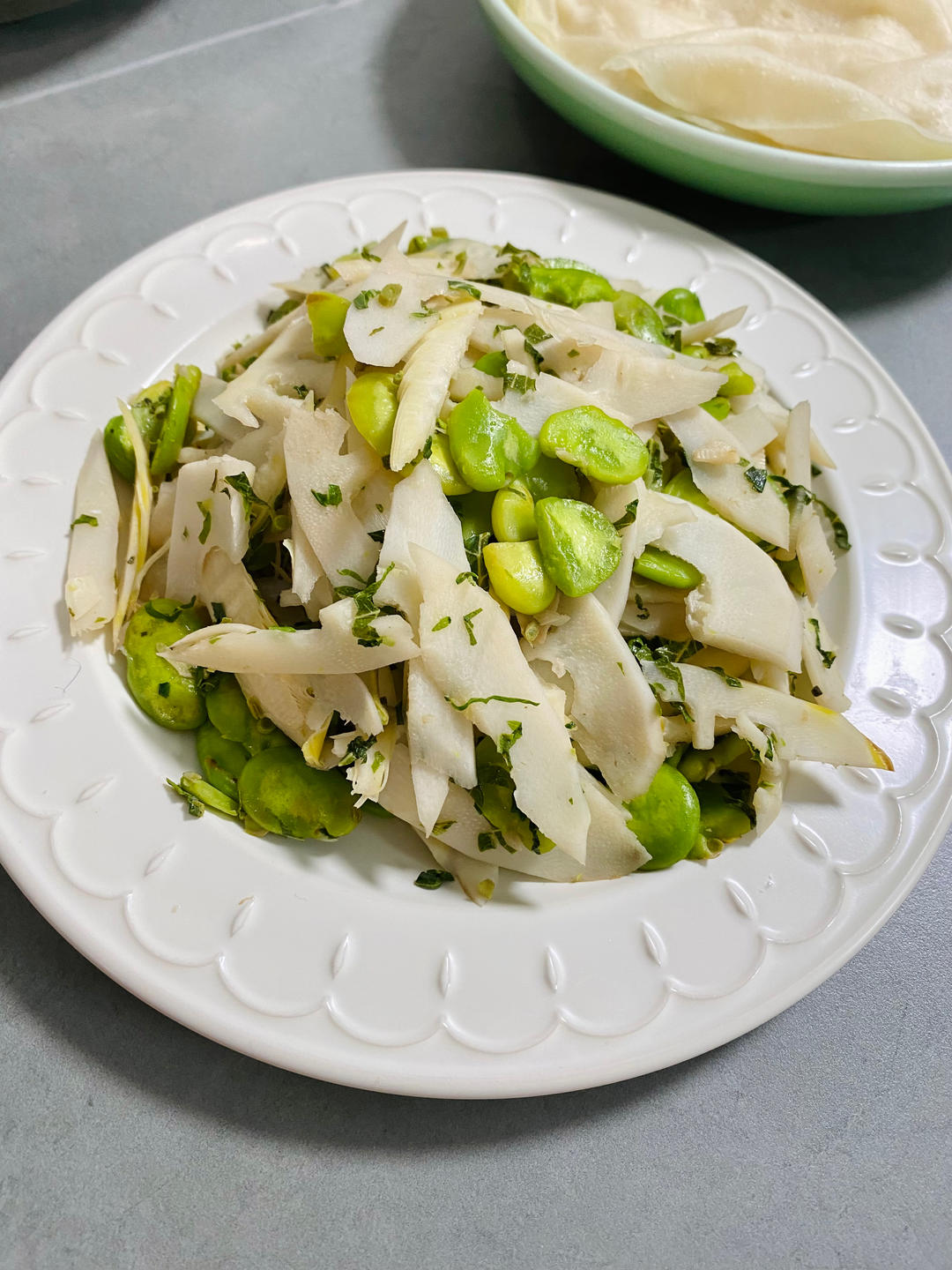 香椿蚕豆炒春笋