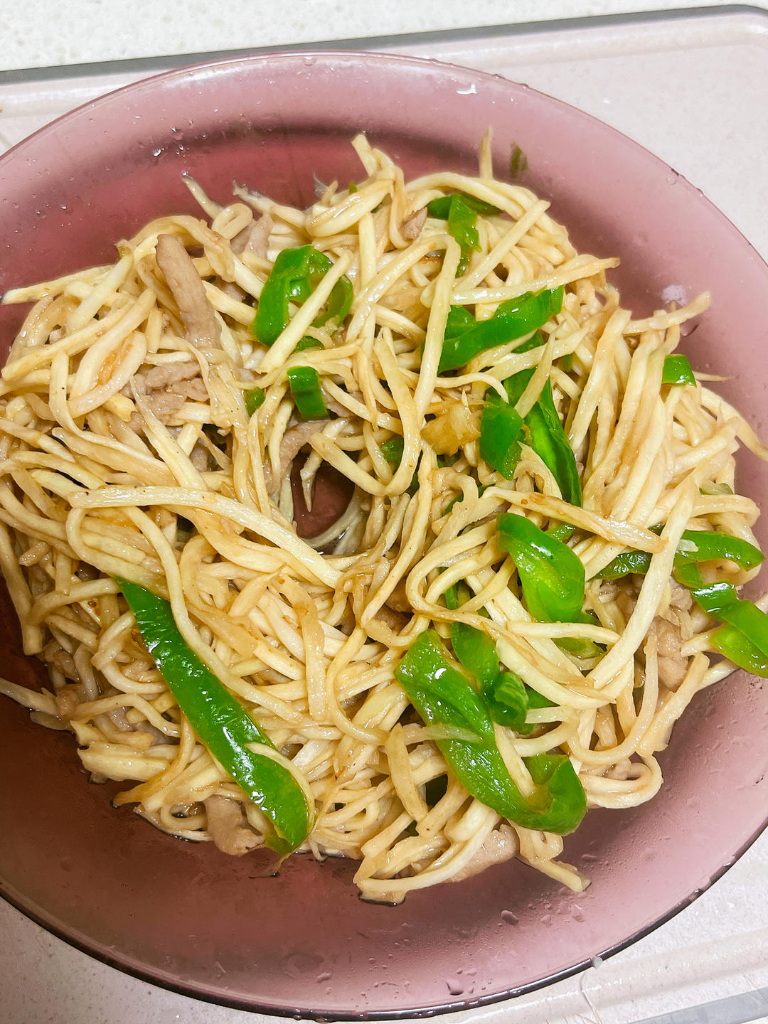 茭白青椒肉丝炒毛豆