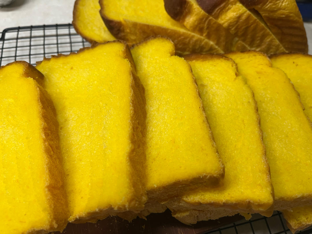 南瓜吐司，奶香南瓜吐司，极致柔软，直接法