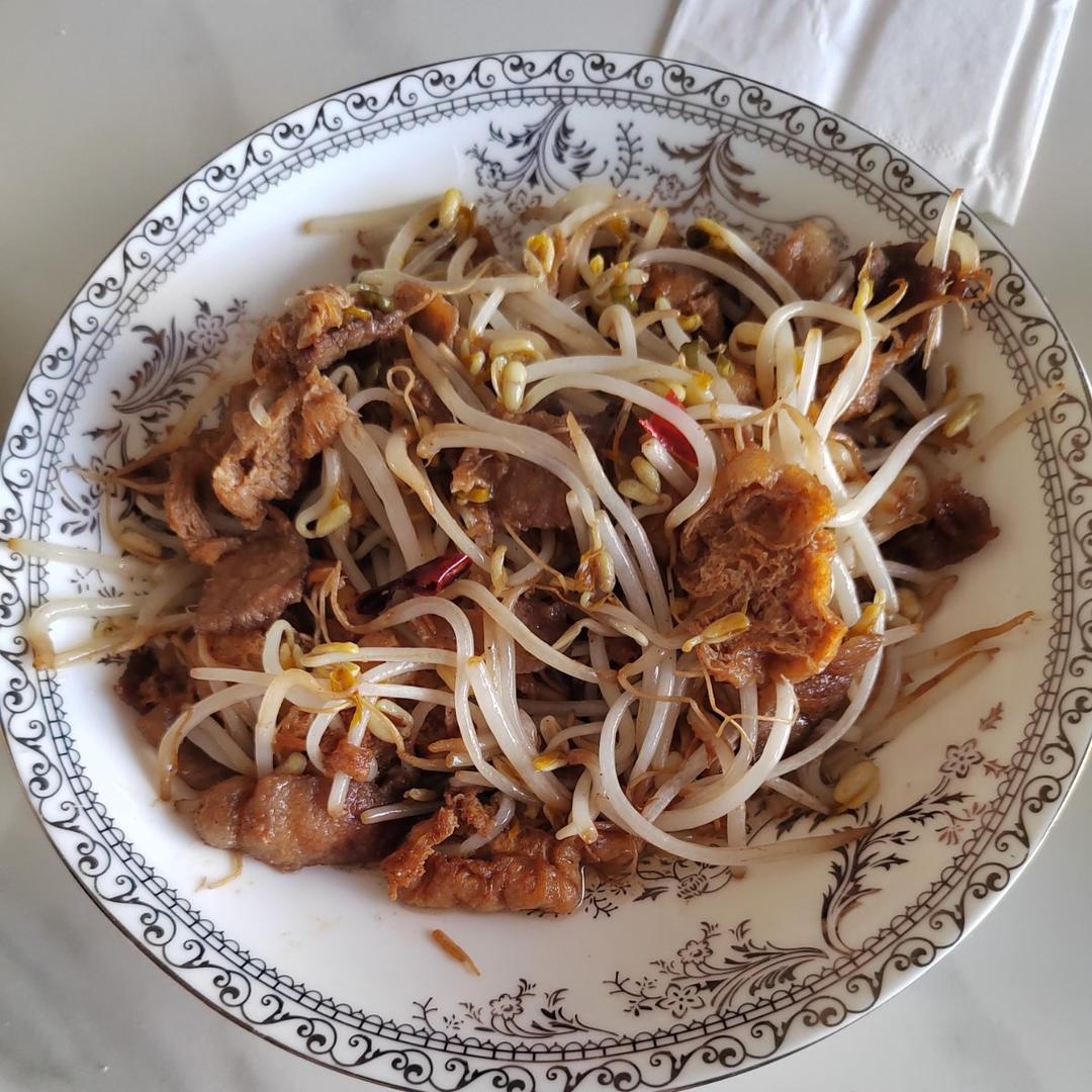 豆芽炒油豆腐
