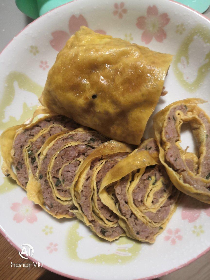 老爸的手艺---蒸肉蛋卷