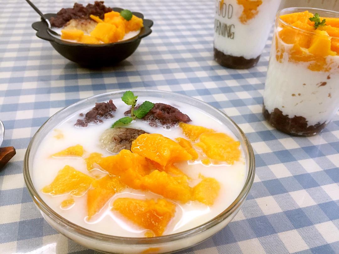 快手芒果红豆糯米捞