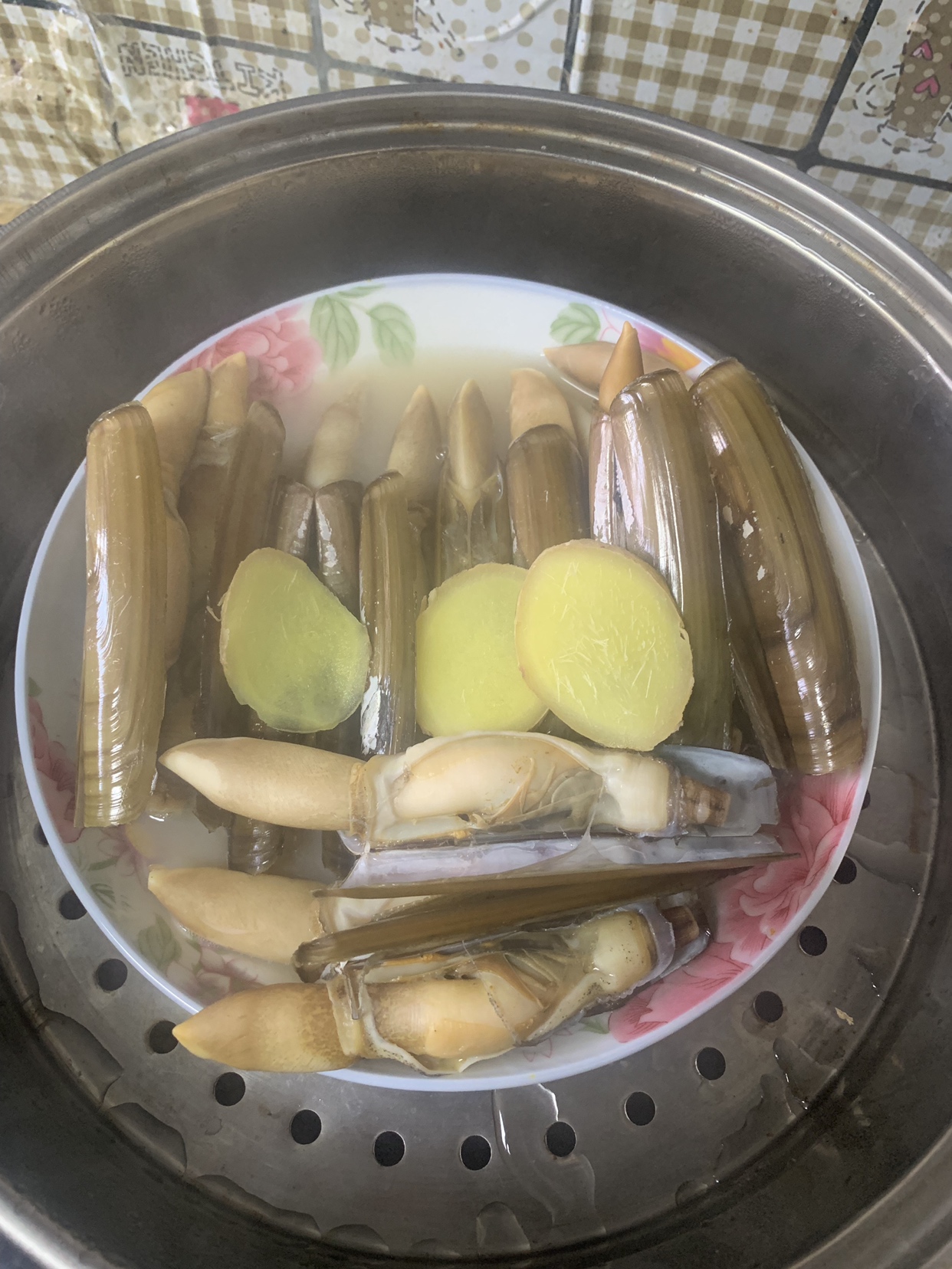 清蒸竹蛏减脂餐的做法