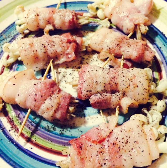 香煎培根金针菇卷