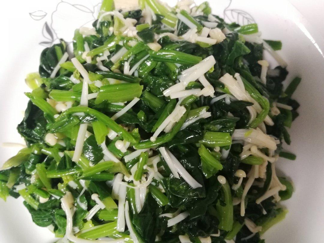 凉拌菠菜金针菇