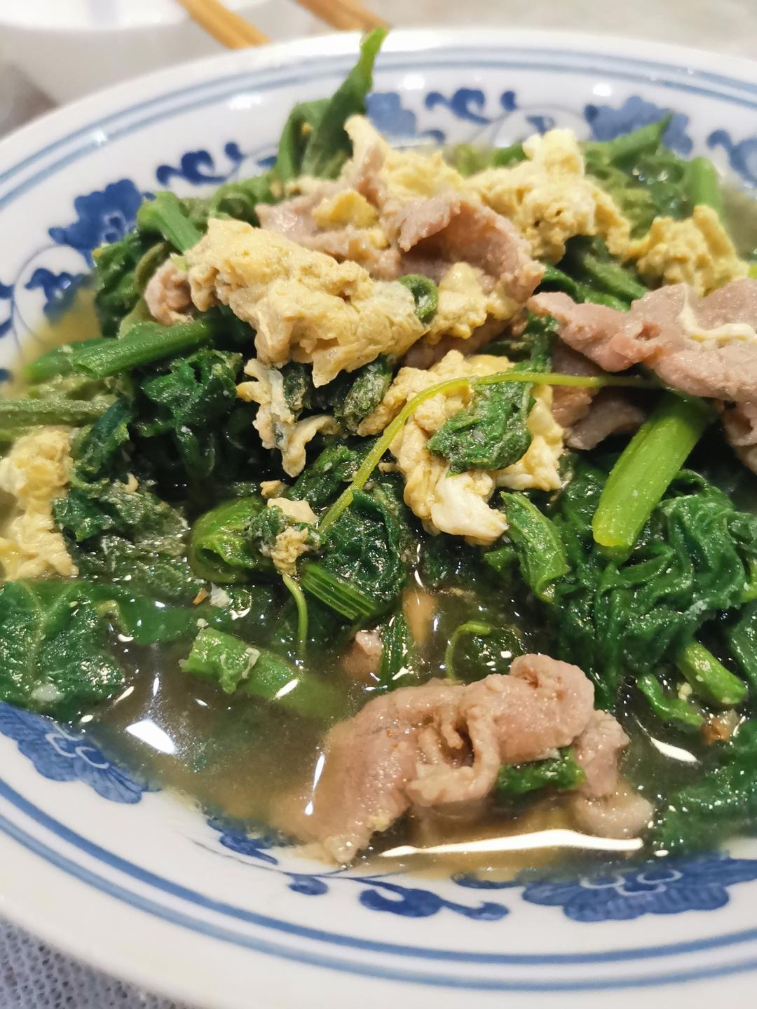 健康南瓜叶蘑菇蛋花汤