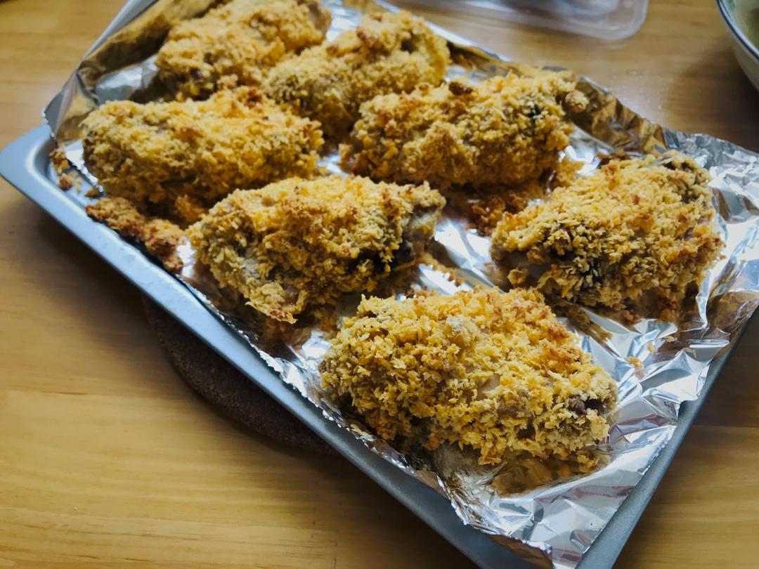 面包糠烤鸡翅