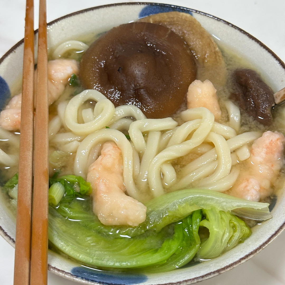 0油低卡！鲜香美味 ｜ 🍜味增虾滑乌冬面
