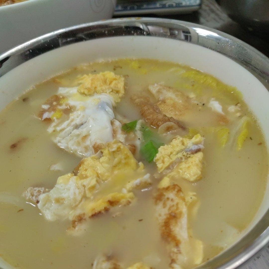娃娃菜煎荷包蛋汤