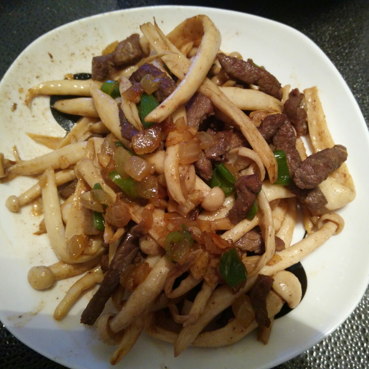 黑椒蟹味菇炒肉