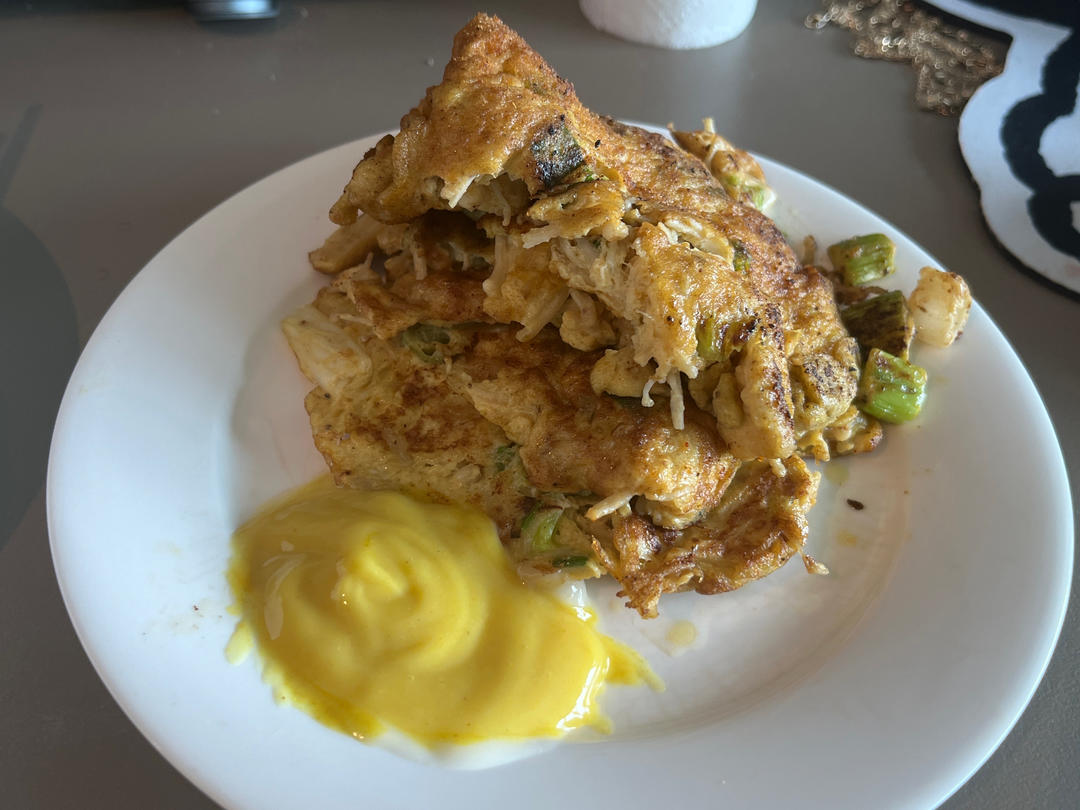 椒盐金针菇鸡蛋饼