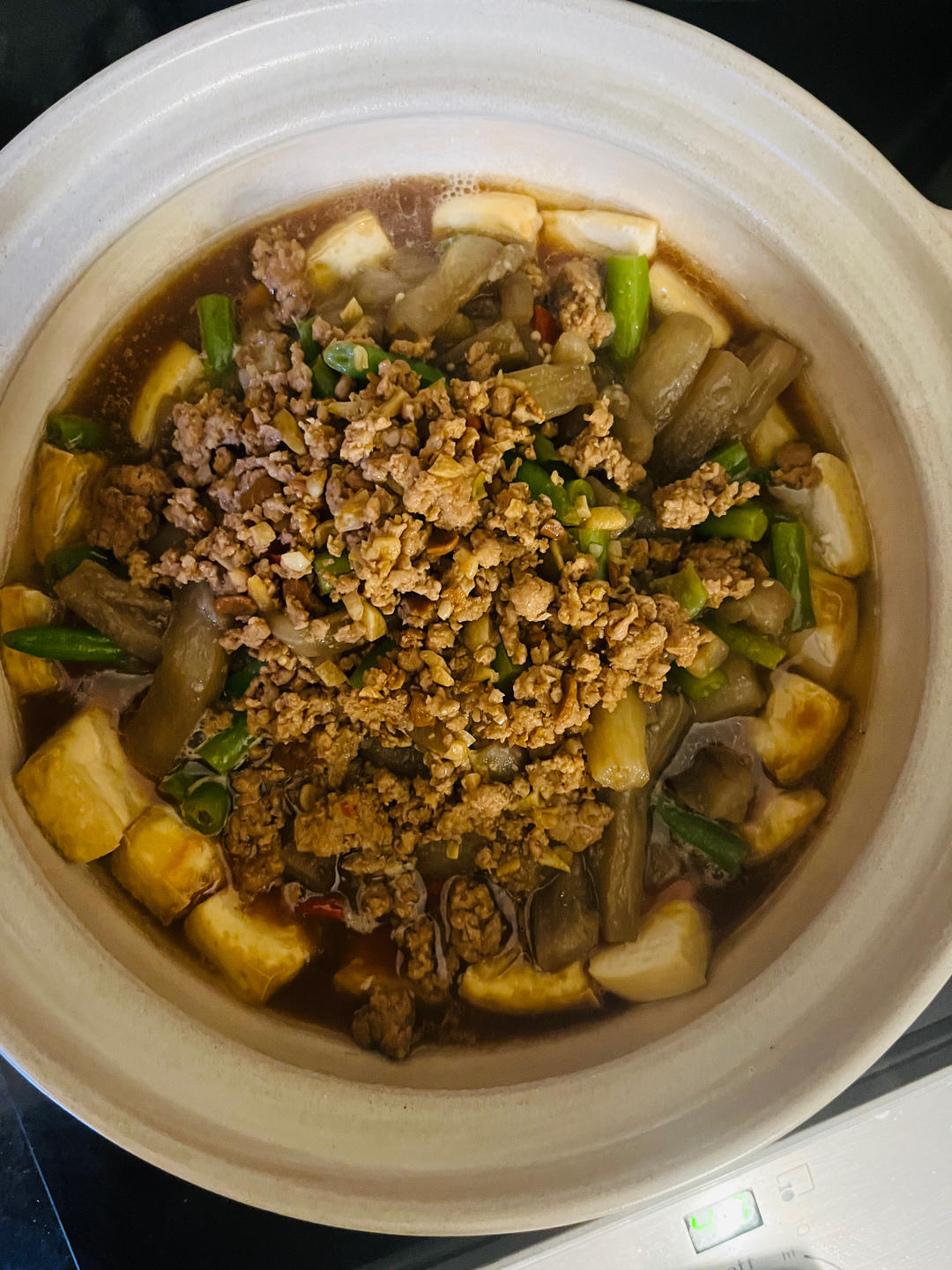 肉末茄子豆腐煲