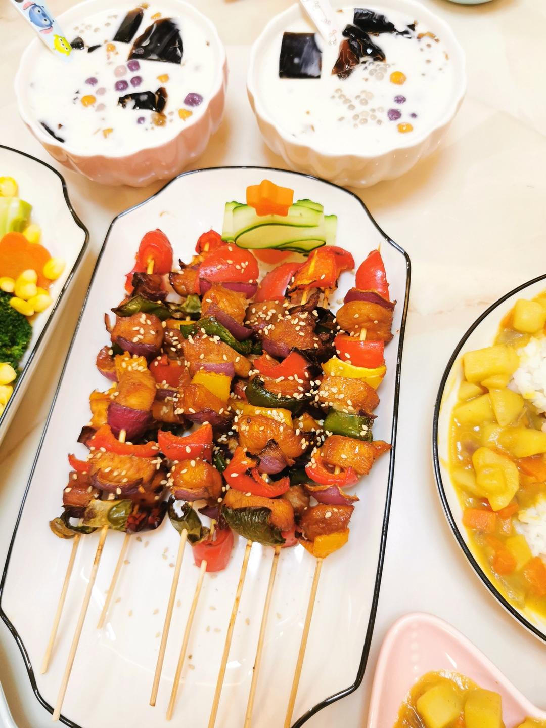 烤彩椒鸡肉串