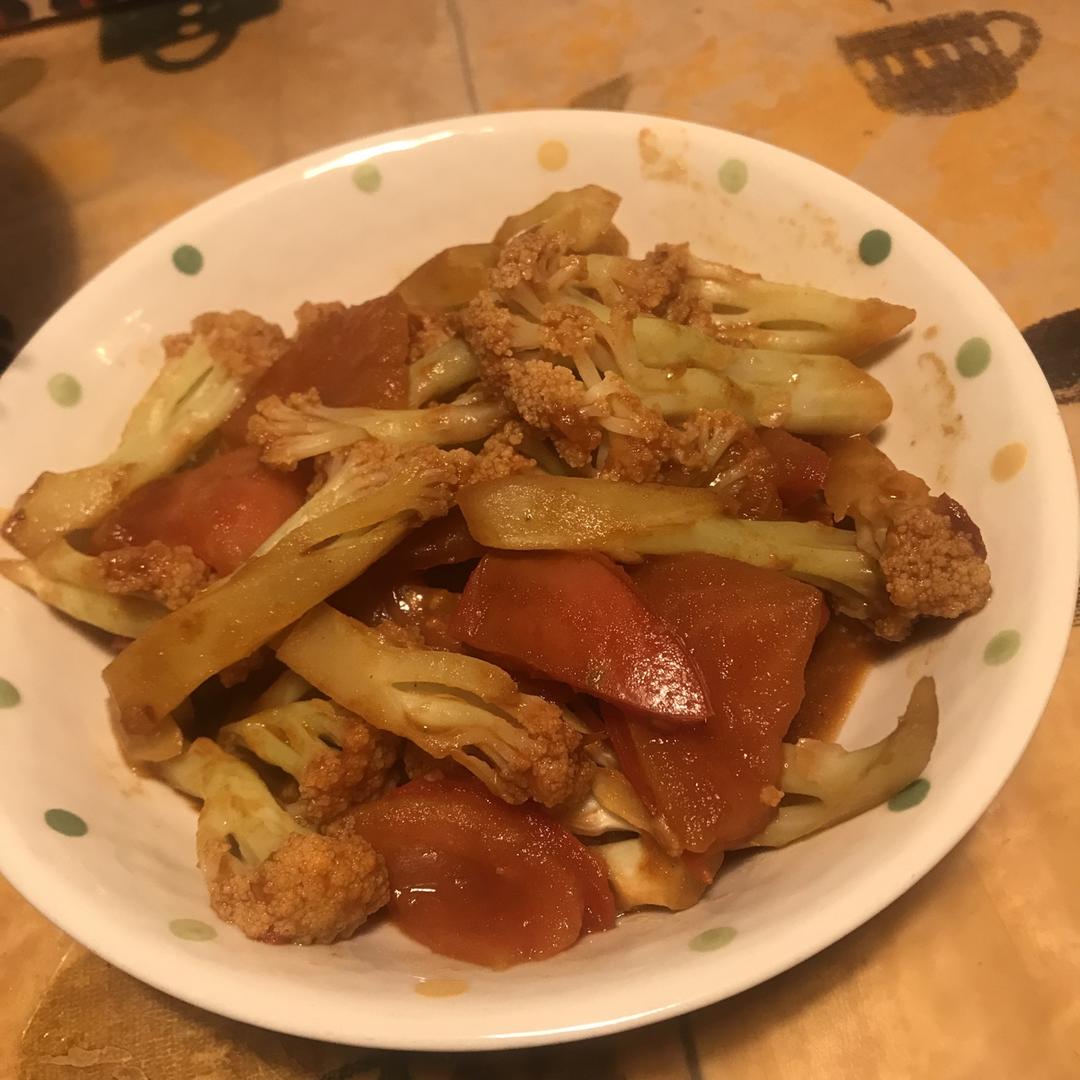 家常新手番茄炒花菜