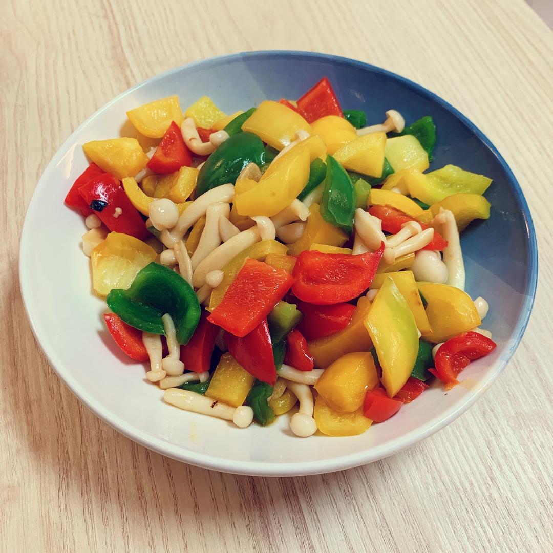 蚝油彩椒白玉菇