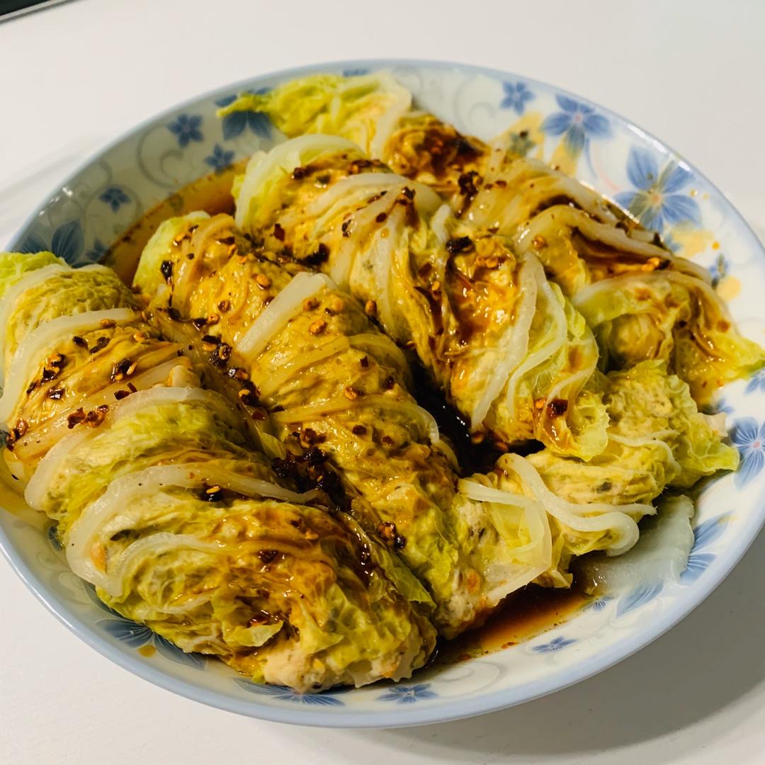 蒸菜白菜鸡肉卷无油减脂