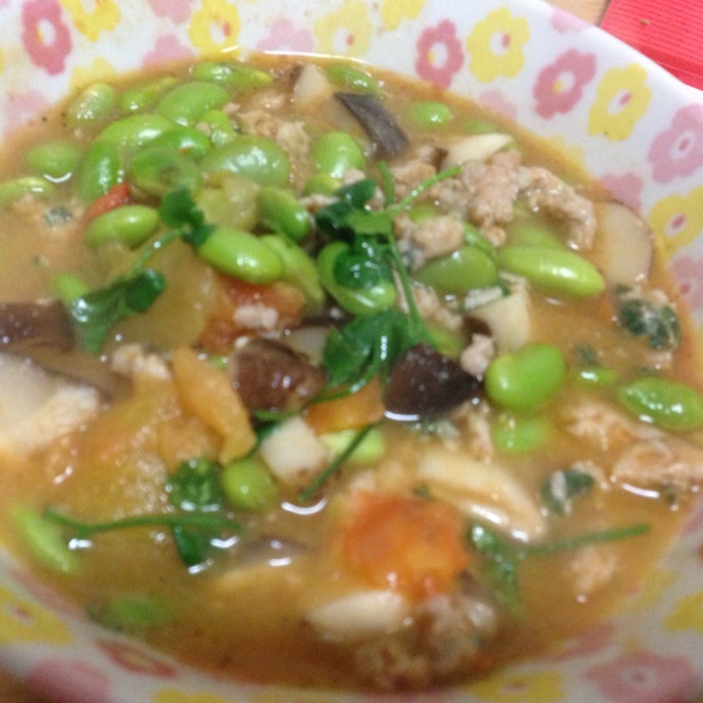 肉末番茄烧毛豆