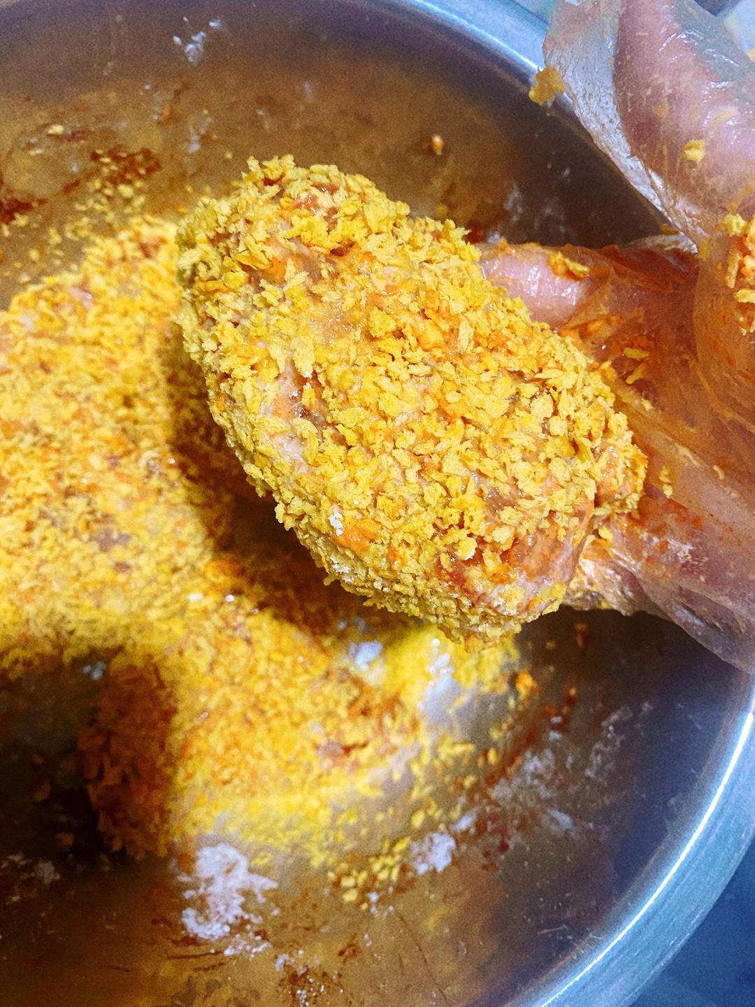 接近完美的家庭版爆浆鸡排（试验做了两次）