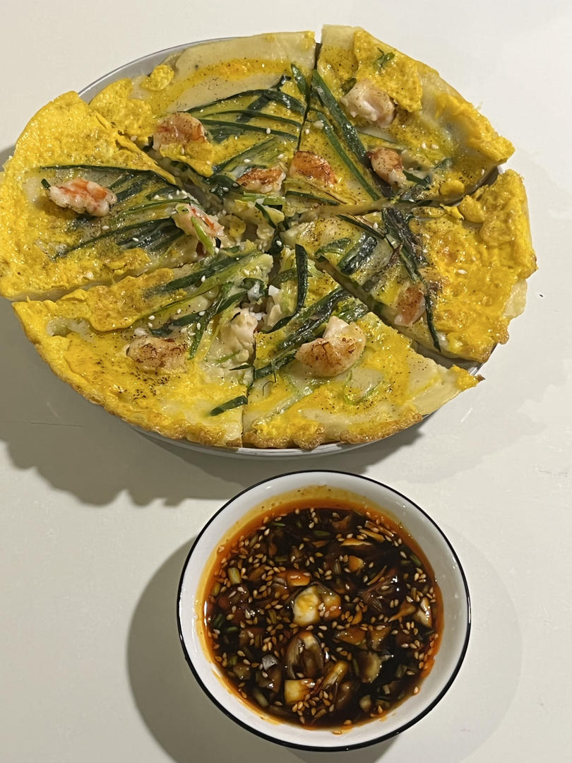 做出跟餐厅一样酥嫩的【韩式海鲜葱饼】
