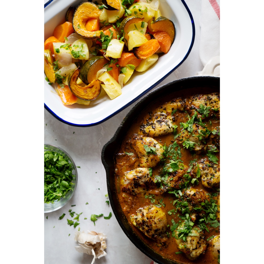 咖喱鸡配烤蔬菜（自制咖喱酱）