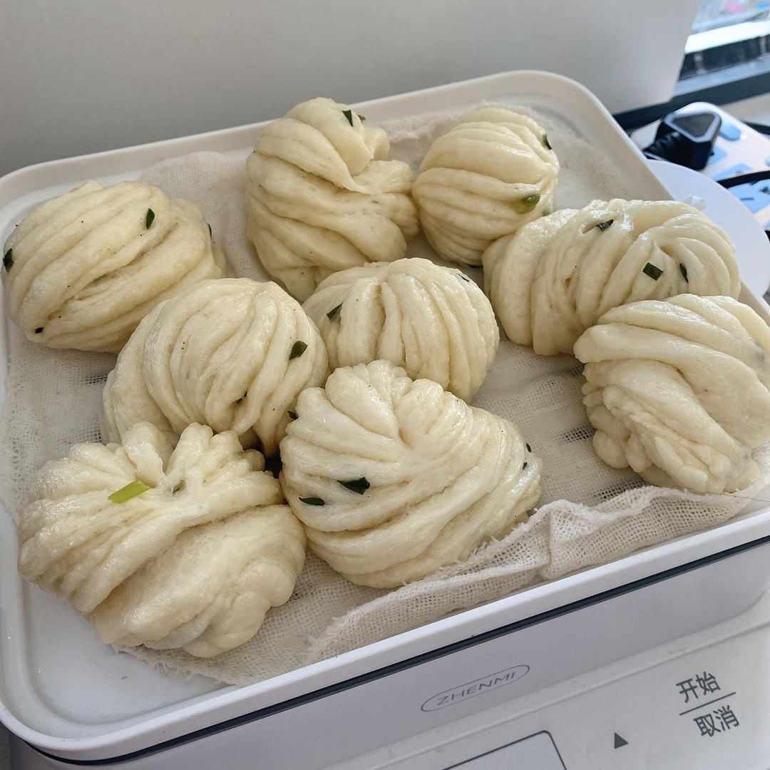 葱油花卷，一根筷子卷出漂亮的造型
