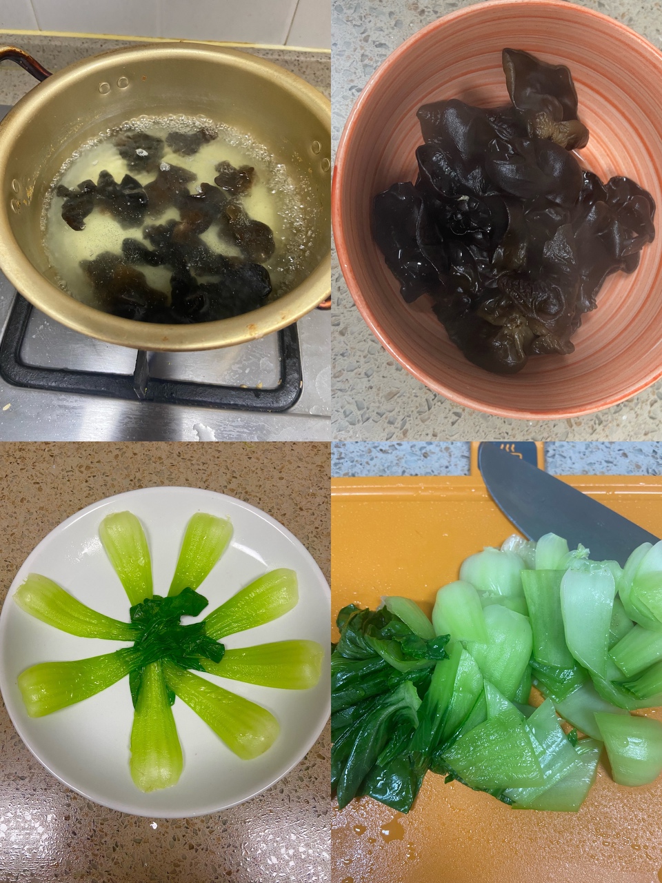 口蘑油菜炖豆腐的做法 步骤3