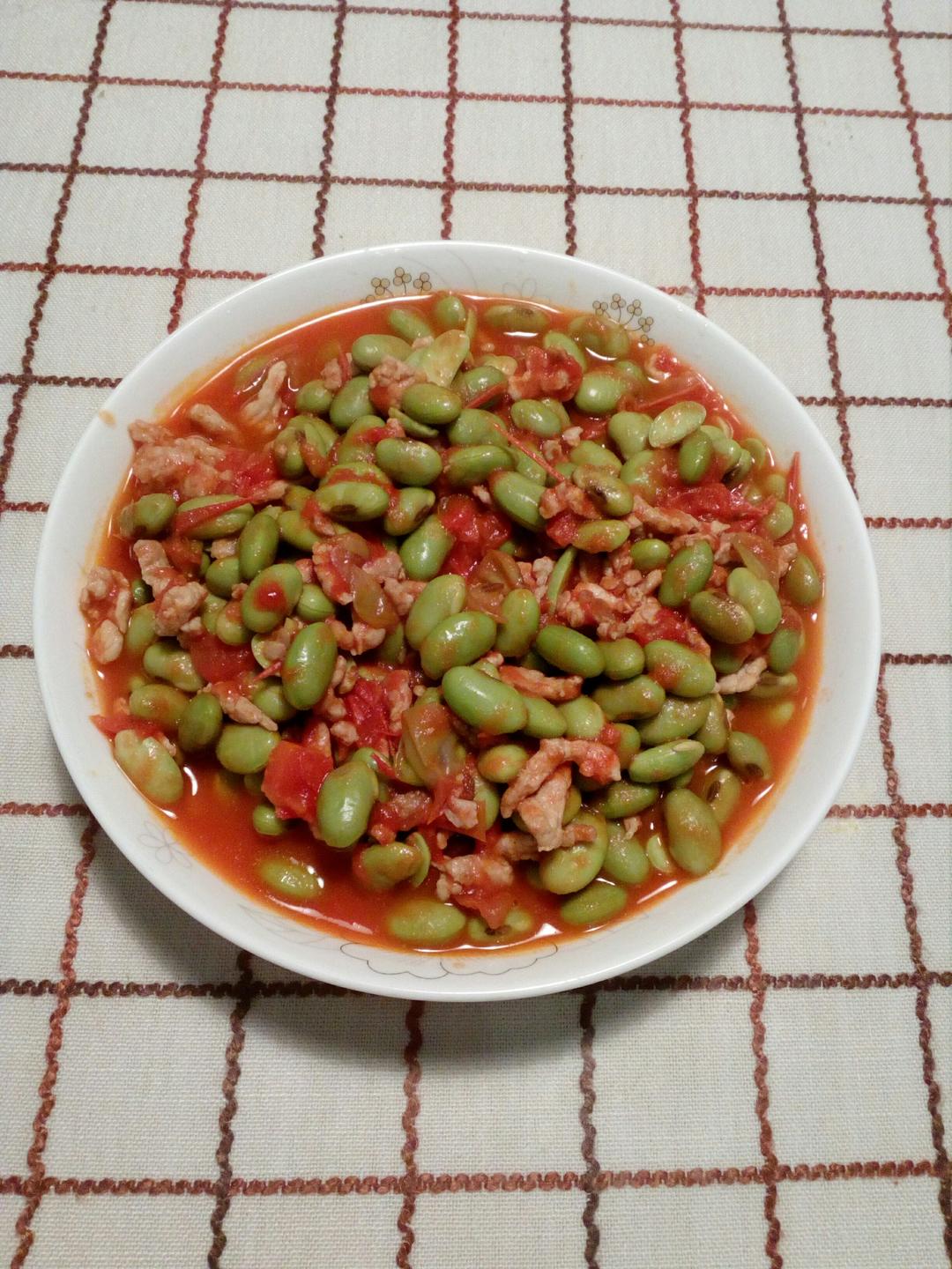 肉末番茄烧毛豆