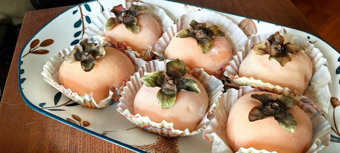 自制秋冬限量私房甜点，柿柿如意柿子雪媚娘