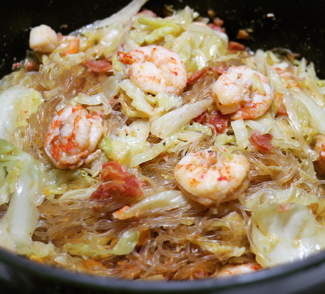 秒杀饭店弹牙黄金干捞鲜虾粉丝煲