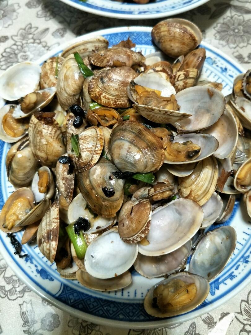 葱炒花蛤