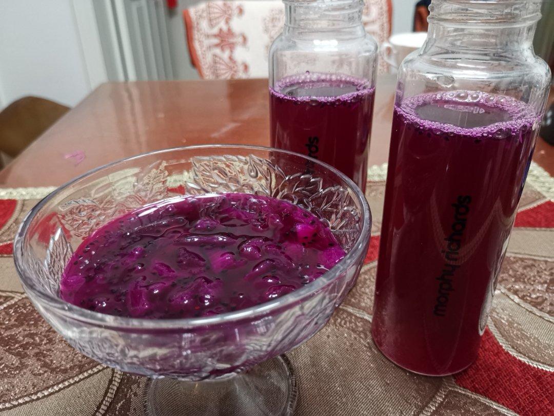 甜黑芝麻糊做的苹果红心火龙果酵素