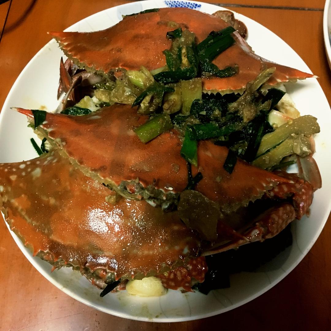 姜葱炒花蟹