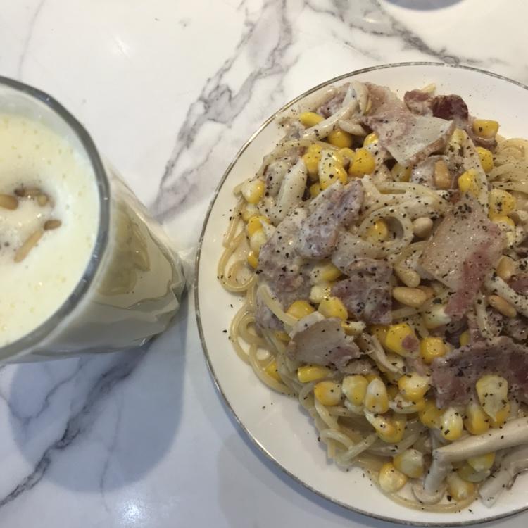 低卡伪白酱奶油培根蘑菇意大利面｜#Healthymeals# 减脂必撸02