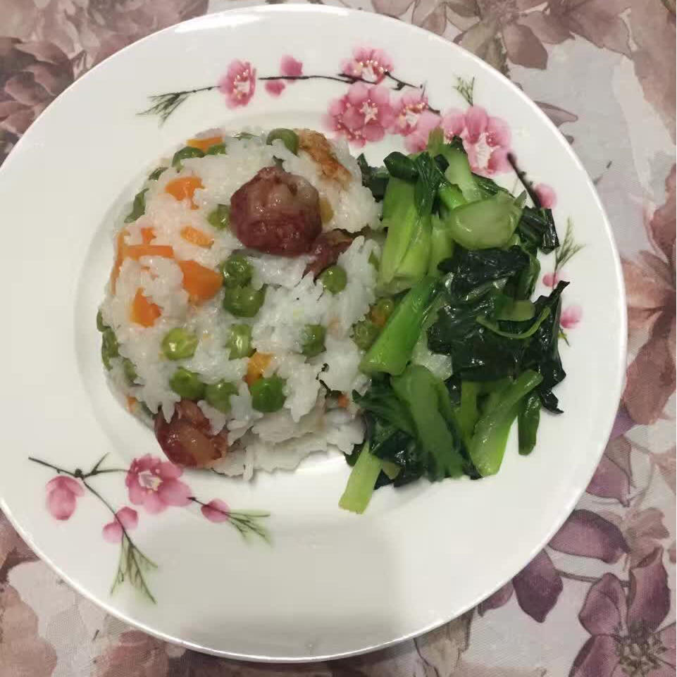 腊肠玉米青豆饭
