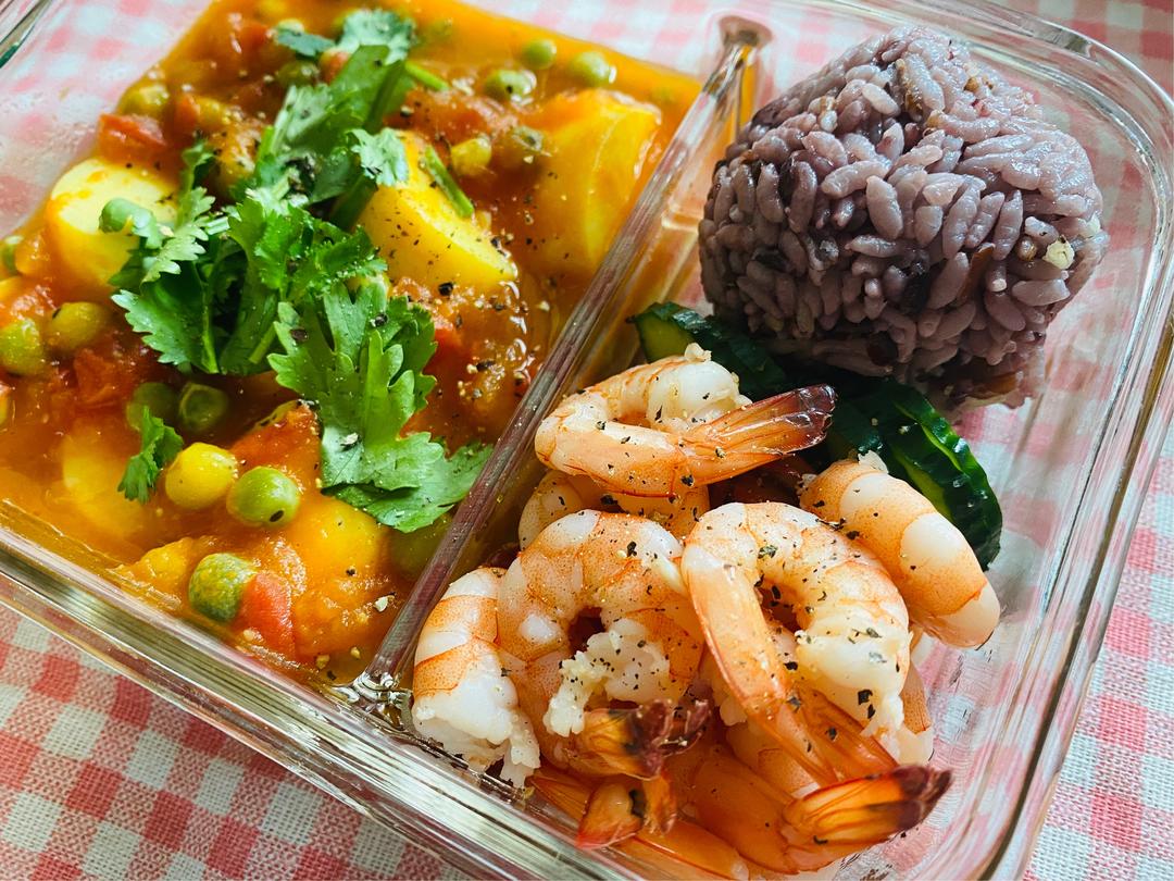 减脂便当🍱明虾❗️番茄🍅日本豆腐的做法