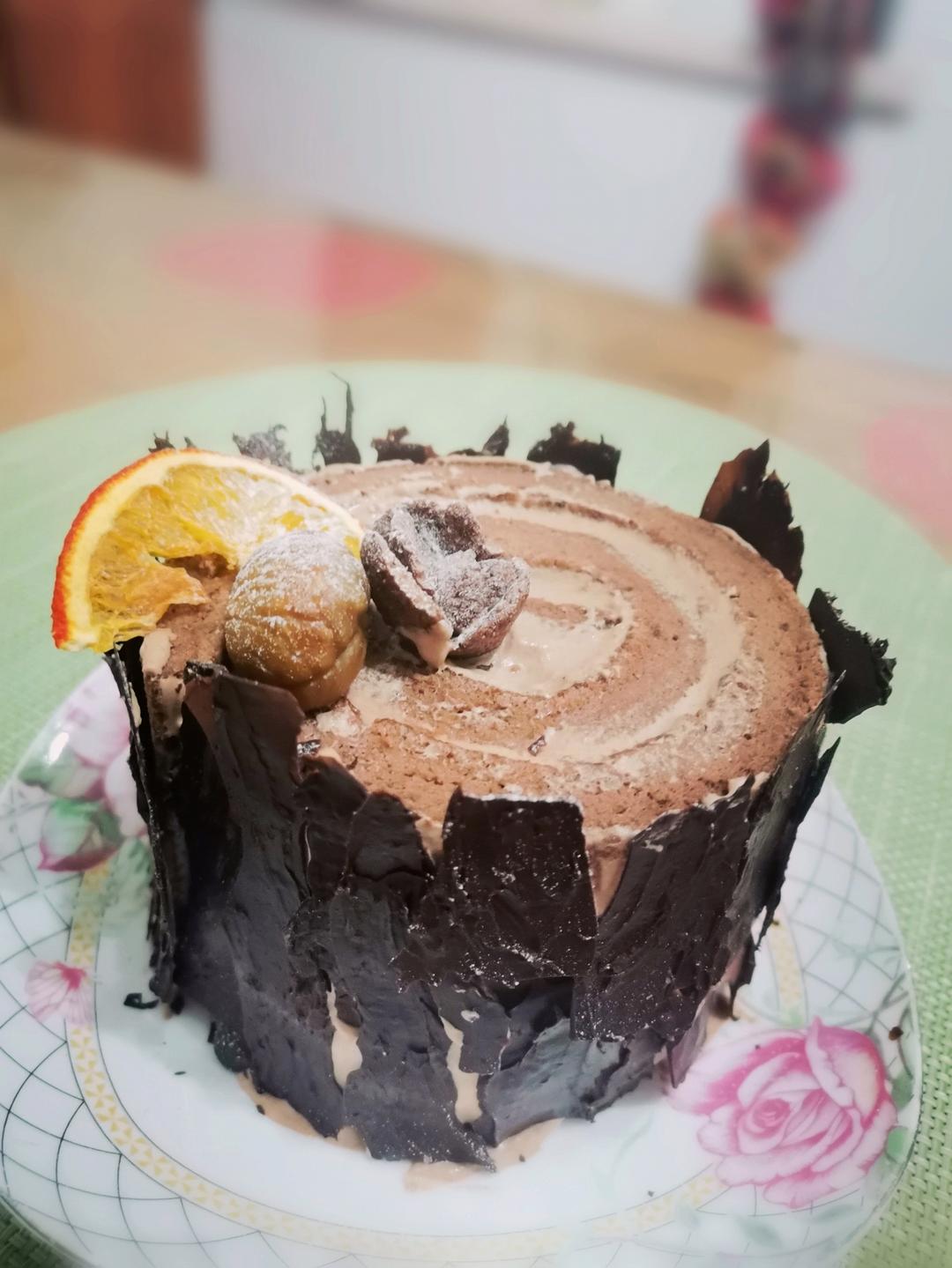 【圣诞树桩蛋糕】