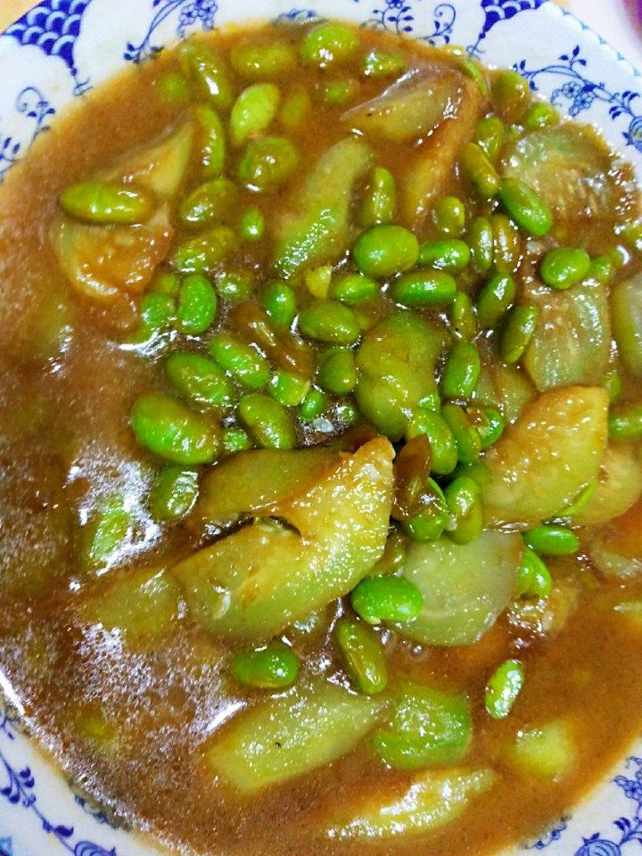 炒毛豆丝瓜