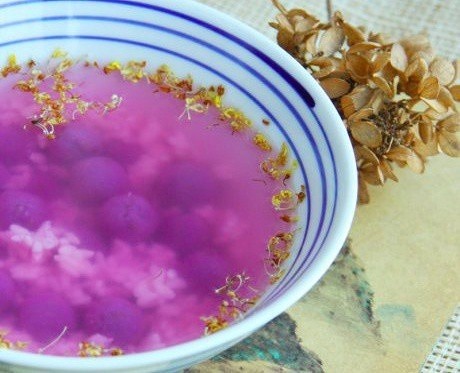 桂花紫薯酒酿圆子的做法
