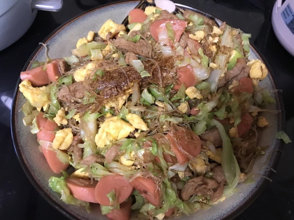 包菜鸡蛋炒粉丝