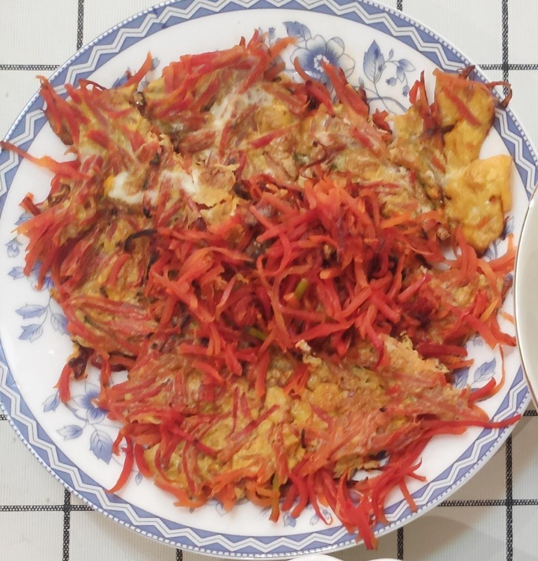 减脂餐-低脂无糖但香甜好吃的胡萝卜煎蛋