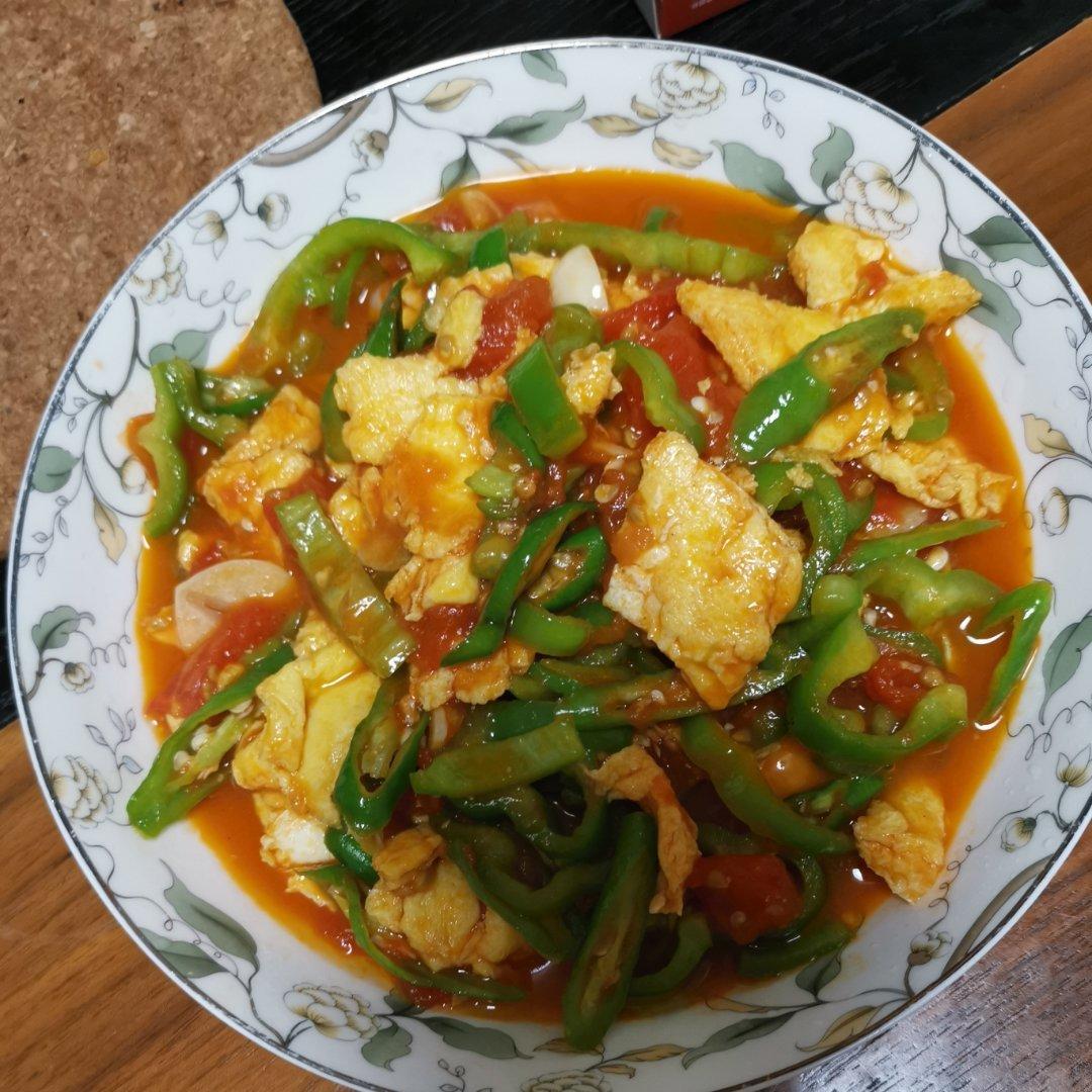 伽马射线做的青椒西红柿炒鸡蛋