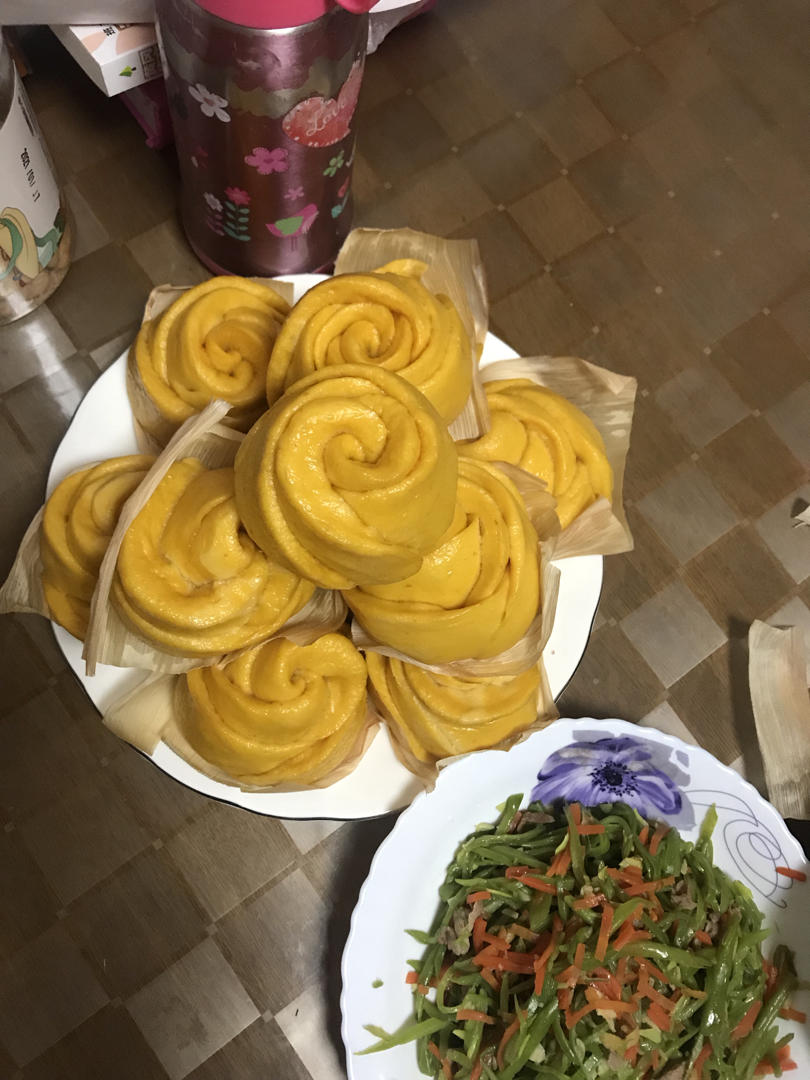 南瓜玫瑰花馒头