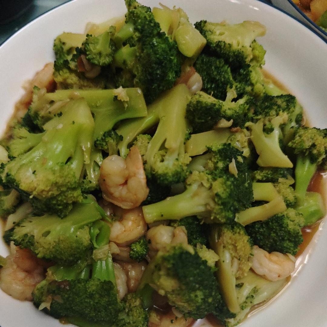 减肥去脂的西兰花炒虾仁