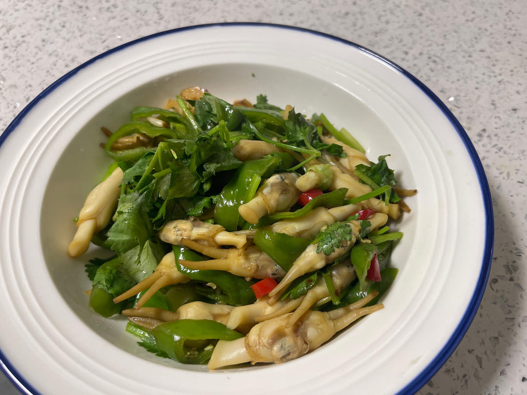 姜葱爆炒圣子/大排档做法/快手菜/姜葱爆炒蛏子王