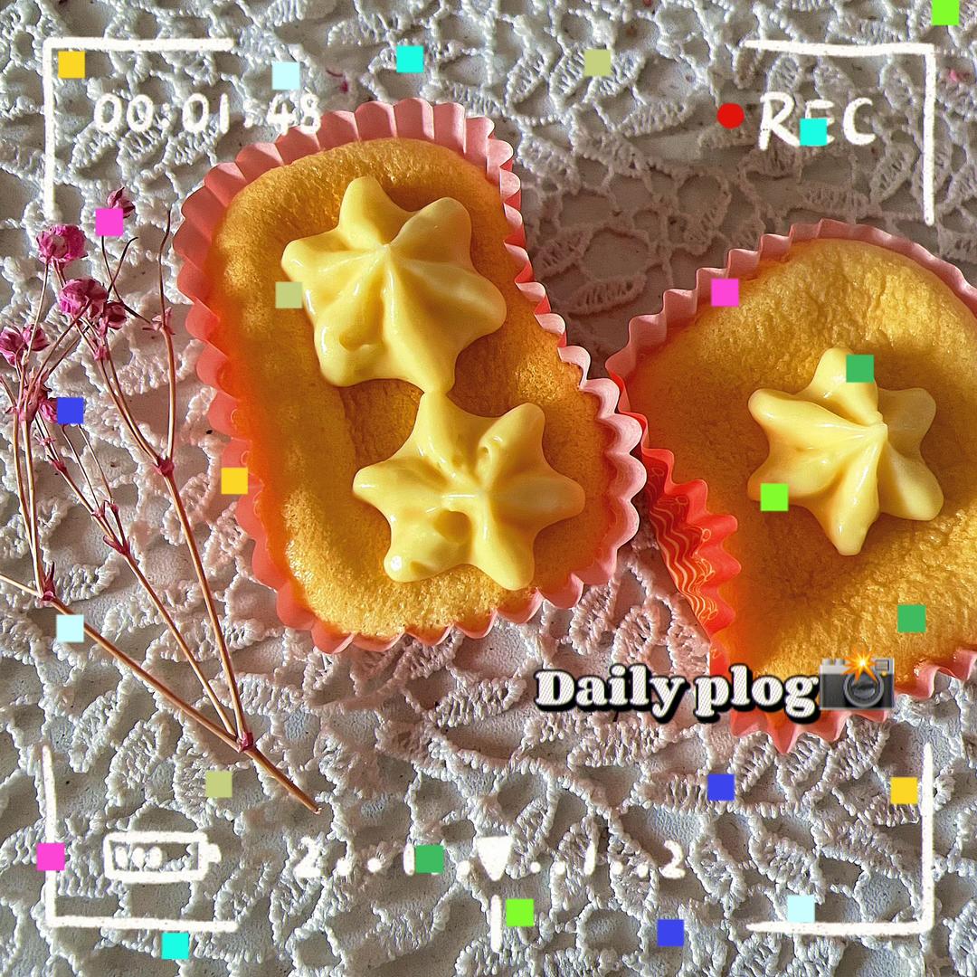 超~柔软戚风纸杯蛋糕>北海道戚风🌷➕卡士达酱，超简单