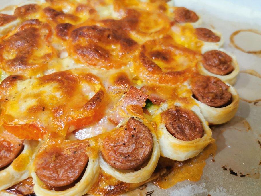 2张手抓饼皮搞定1个披萨——奥尔良鸡肉披萨