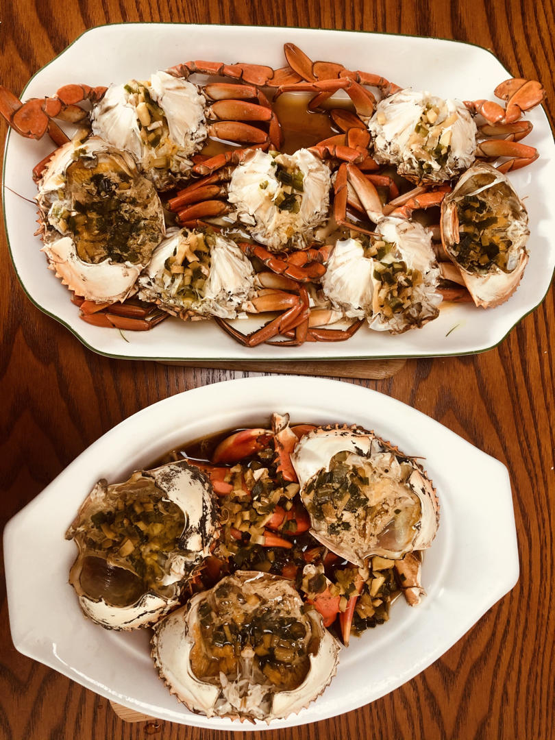 紫鱼儿8316做的葱姜蒸青蟹