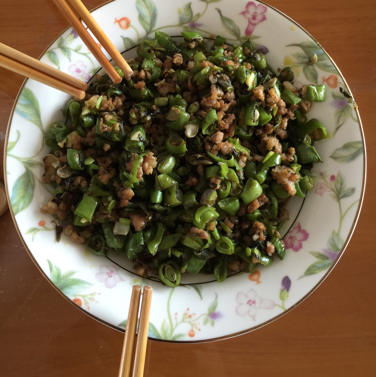干煸榄菜肉末豆角
